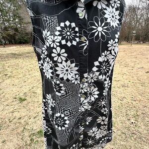 Floral Black and White Women's Dress